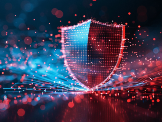 a shield protecting a digital landscape | Cybersecurity Awareness Month 2024 lessons