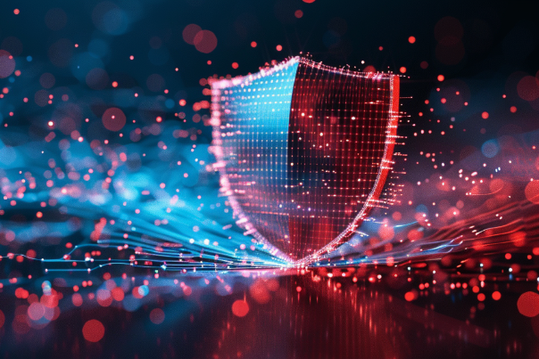 a shield protecting a digital landscape | Cybersecurity Awareness Month 2024 lessons